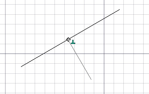 Example of a line snapping perpendicularly to another line