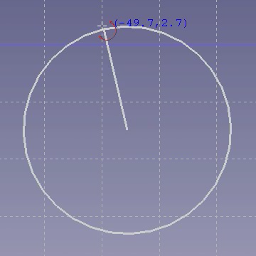 The center has been selected, dragging to set the radius‎