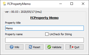 Addin one property Memo > Name