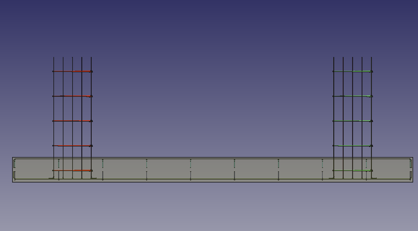 Side view of combined footing of footing reinforcement