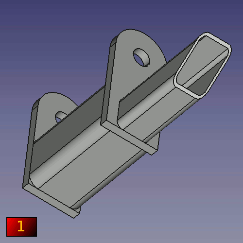 How to Constraint Between two non cylindrical parts. 1 : The original object to modify. 2 : Objective center two square tubes. 3 : Select the first object and in the menu Axis 1/2 click "Object(s)" X, Y, Z Axes. 4 : Same procedure for the second object. 5 : Click on button Draw style and onto "Wireframe", 6 : for clarify the view. 7 : Select the object to center and his axis created. 8 : Click the button Draft Move 9 : and select the first axis to move on the second axis. 10 : Restore normal view with on button Draw style and onto As is. 11 : Click the first object moved and correct the position with "Combo view > Data > Placement". 12 : Select the object created by WorkFeature (contener axis) and delete it. 13 : The object weshed. 14 : The result.