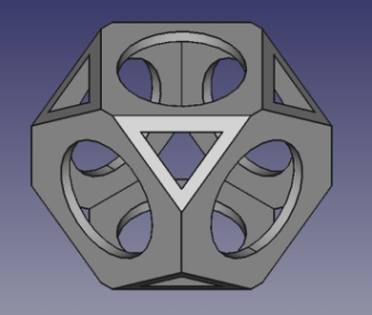 Creare una sfera traforata (v0.16). Usare le primitive solide, come cubi e cilindri, e le operazioni booleane, come l'unione e il taglio, per creare una sfera vuota.