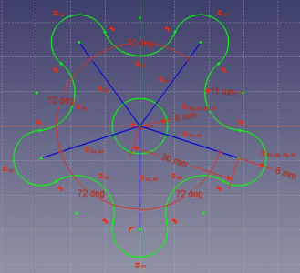 Tutorial di Sketcher(v0.16) Introduzione di base agli strumenti di Sketcher: modalità costruzione, linea, cerchio, arco, vincoli (uguaglianza, verticale, orizzontale, tangente, distanza, angolo, raggio).