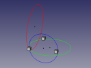 Trois cercles orthogonaux passants par la forme choisie.