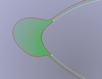 Surface Blend Curve joining 2 edges with G3 conitnuity and curvature comb