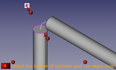select the border of cylinder and run the Macro_Repro_Wire