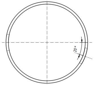 Misura degli angoli sui fori (v0.19) Istruzioni per aggiungere linee di centro e angoli progressivi nelle rappresentazioni di fori.