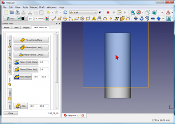click you work object. The plane is created tangent of the object (here a cylinder)