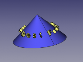 Extrusion sur un cône avec comme paramètres Sp. Inclination 45° axe Z.