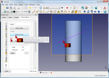 3 : click your line for cutting your cylinder 4 : click the Select Cut Line (then name is displayed)
