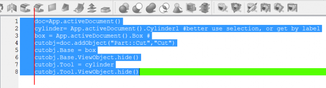 But the selection pasted into the FreeCAD editor gives a surprise