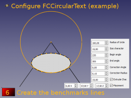 Créez des lignes repères pour déterminer les angles et configurez FCCircularText.
